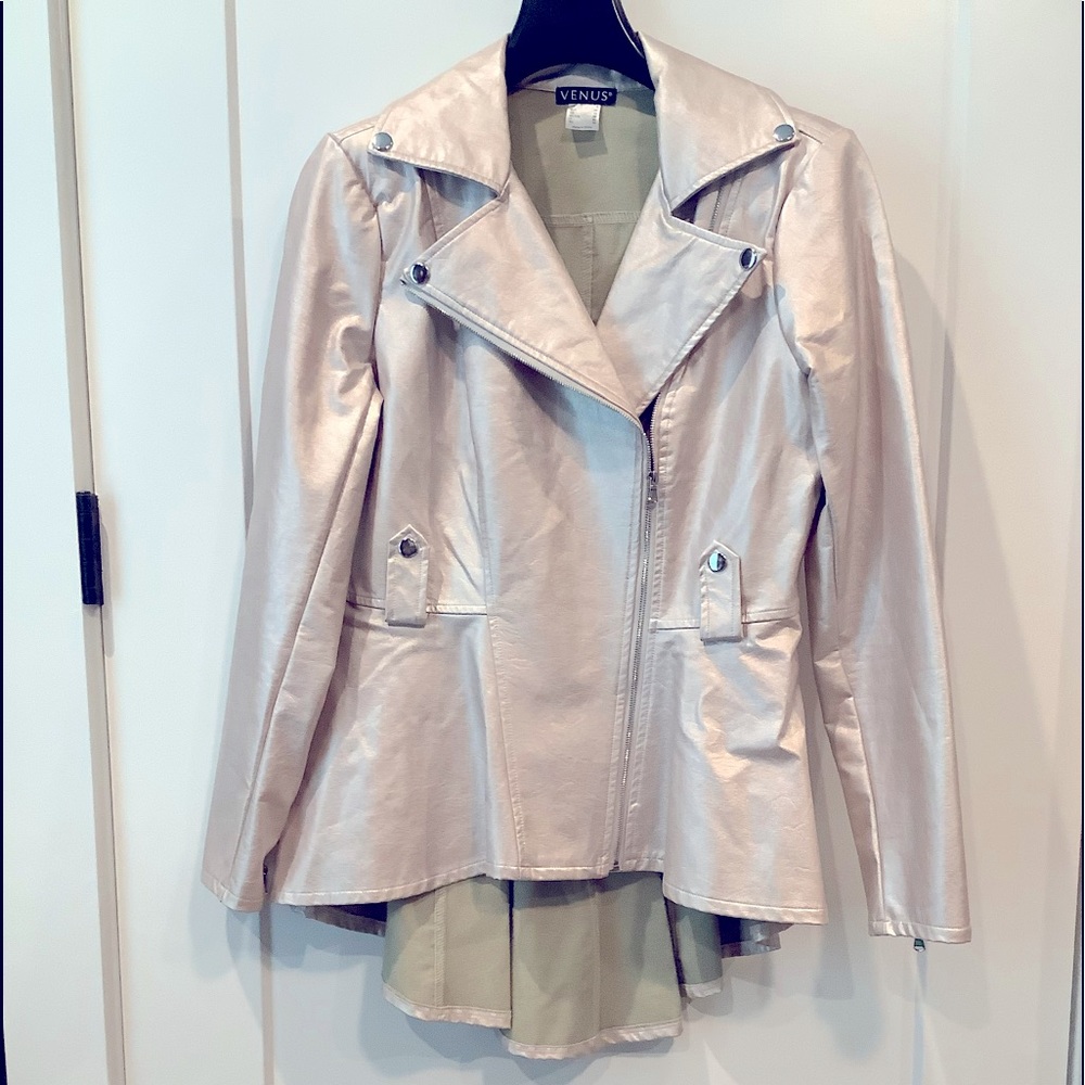 ROSE GOLD! Pleather high/low jacket!